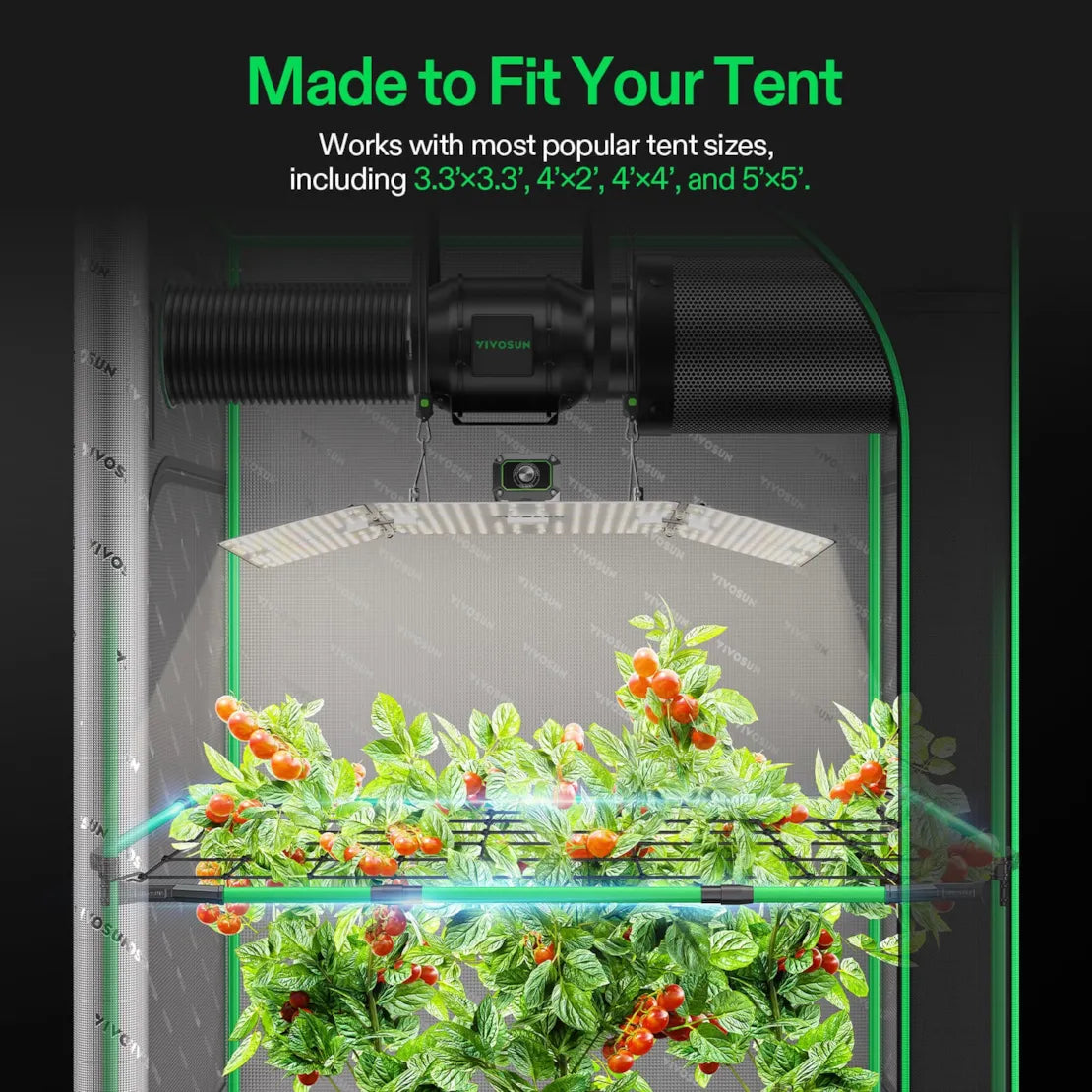 Vivosun Grow Tent High CFM Kit, Suitable for Tents, 39"-60" Adjustable
