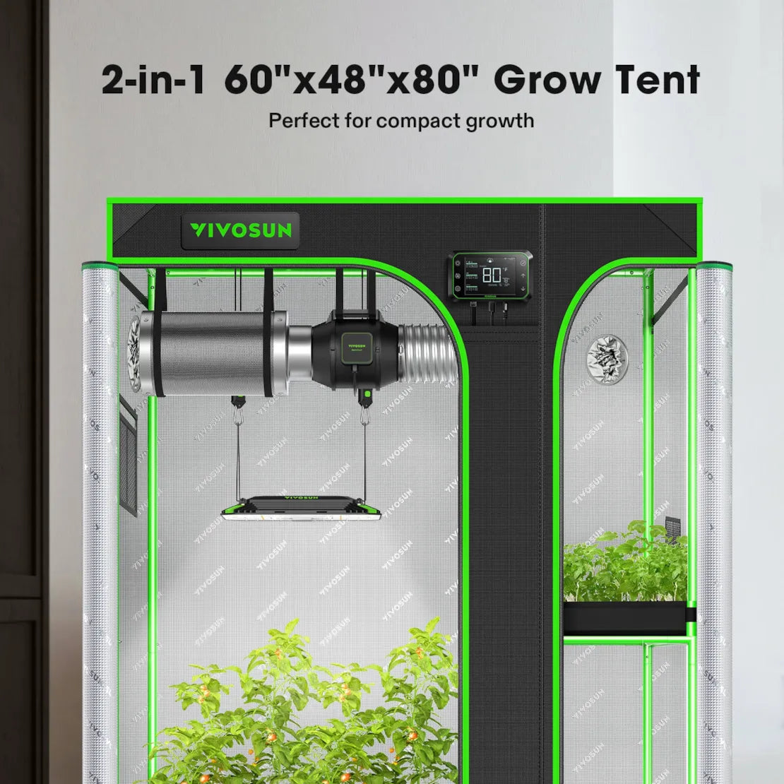 Vivosun 2-in-1 Grow Tent 4x5 D548, 6-8 Plants Use, with Multi-Chamber