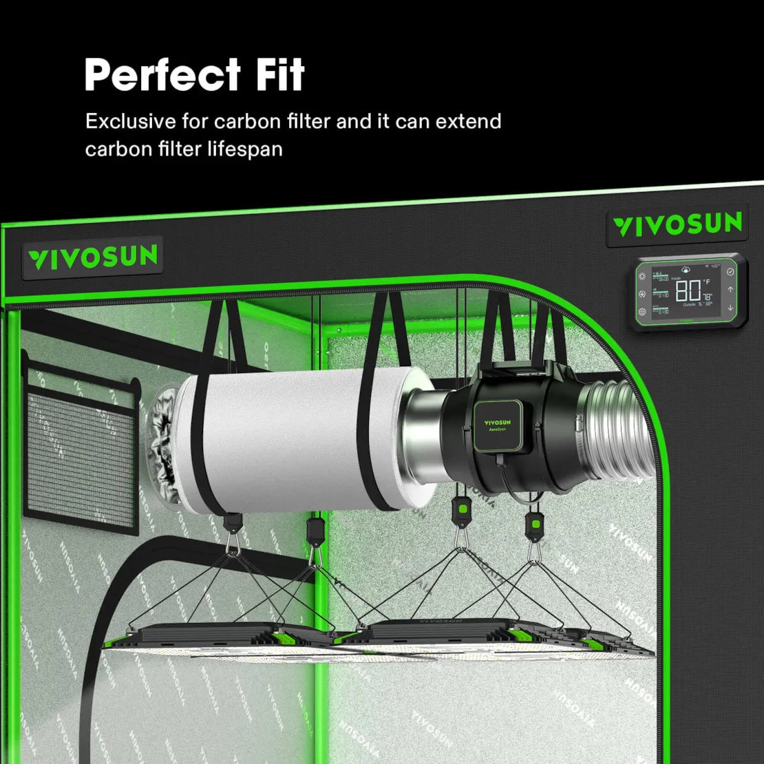 Vivosun 8 Inch Prefilter for 8" Carbon Filter, White, 2 Pack