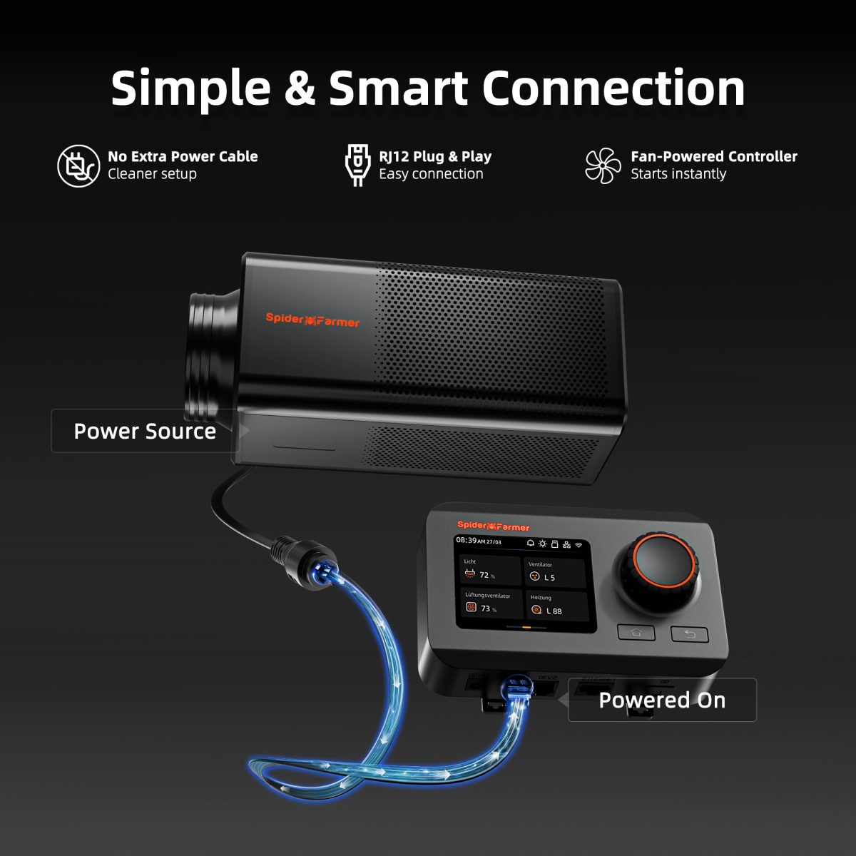 Spider Farmer 6 Inch 2-In-1 Ventilation System with GGS Controller, Inline Fan with built in Carbon Filter