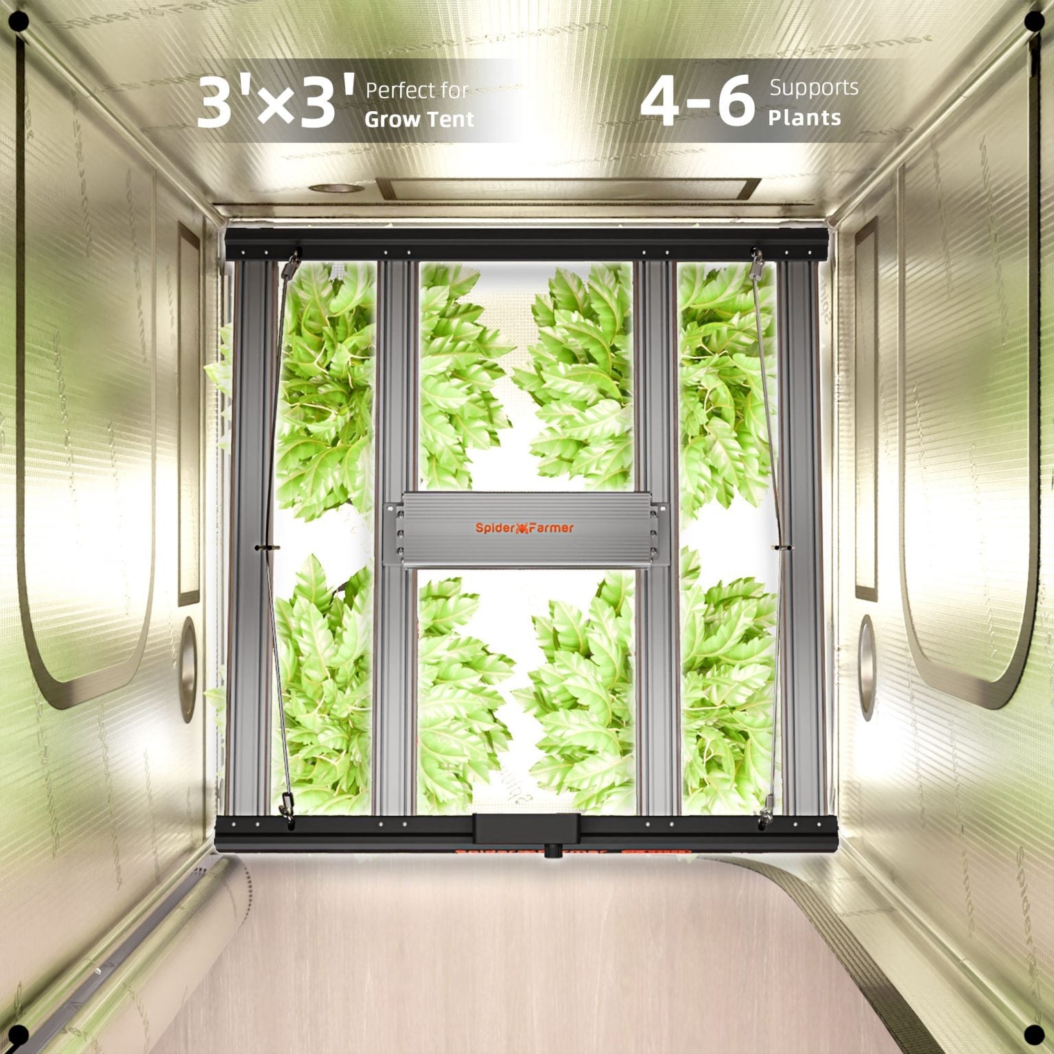 2024 Spider Farmer® 3’x3′X6′ Complete Grow Tent Kit丨Newest Version G3000 Full Spectrum LED Grow Light丨6” Clip Fan丨4” Ventilation System with Speed Controller - Green Thumb Depot