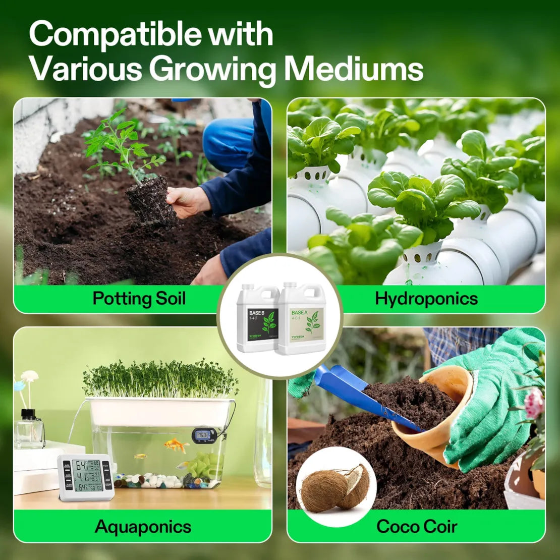 Nutrients Base A & B Bundle, Liquid Fertilizer Supports Vegetative and Flowering Stage