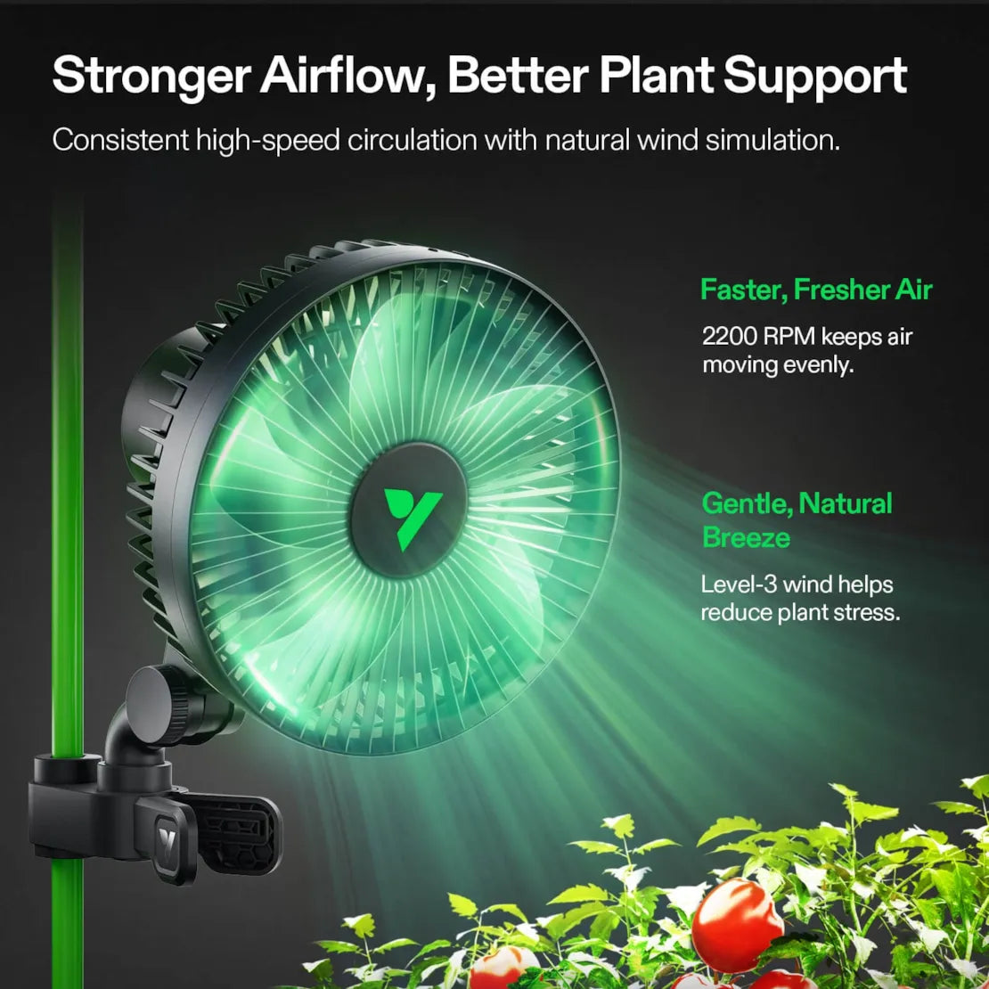 Vivosun AeroWave A6 Grow Tent Clip Fan, 6" Auto Oscillating Fan with AC Motor, for Hydroponic Ventilation, Black, 2-Pack