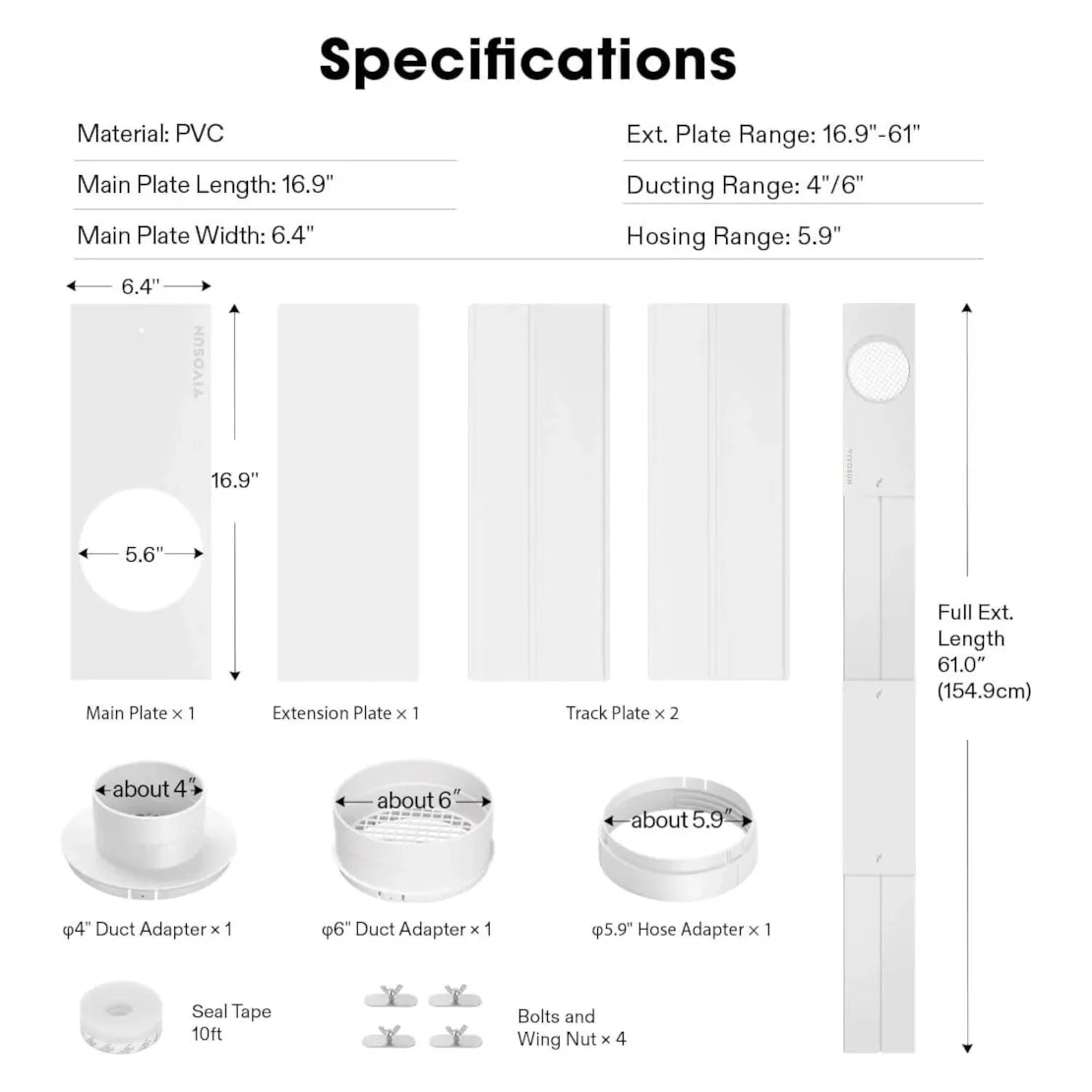 Vivosun Window Duct Kit and Portable AC Window Seal Kit