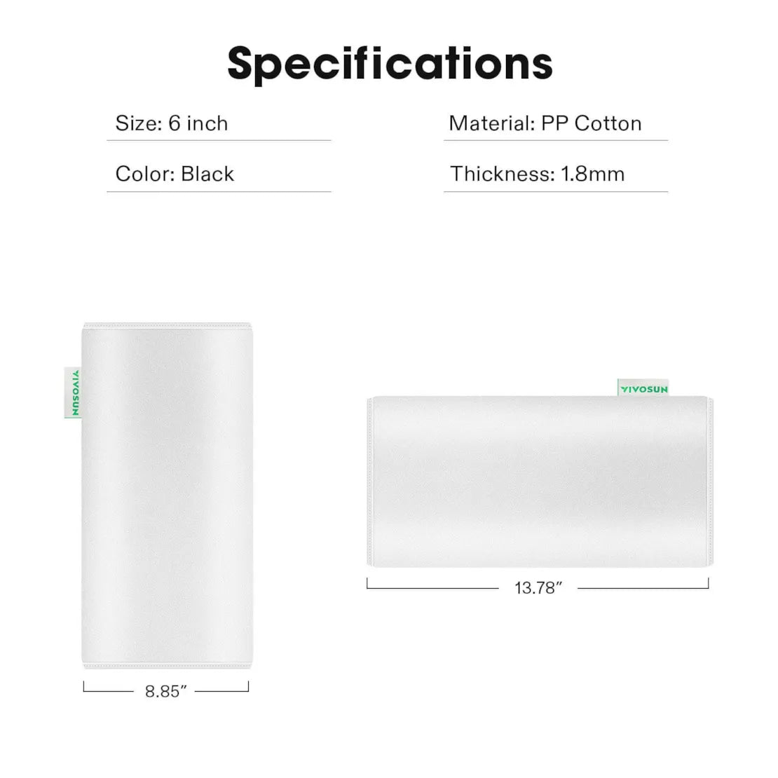 Vivosun 6 Inch Prefilter for 6" Carbon Filter, White, 2 Pack