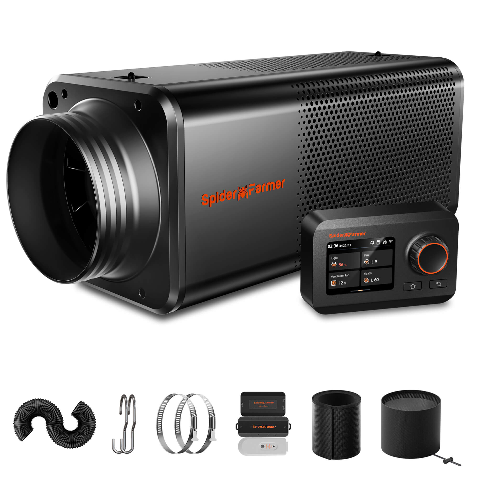 Spider Farmer 6 Inch 2-In-1 Ventilation System with GGS Controller, Inline Fan with built in Carbon Filter