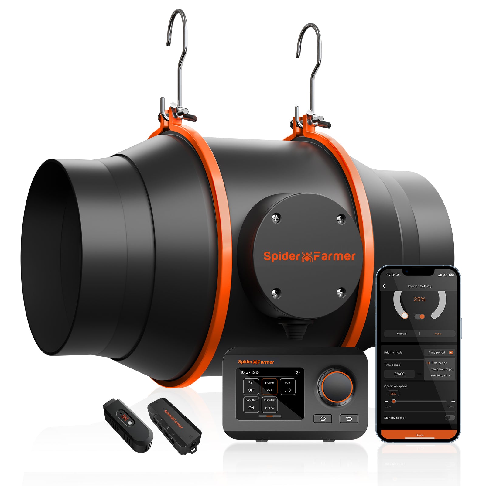 Spider Farmer 6″ Inline Fan with GGS Controller 402 CFM Ventilation System for Grow Tents