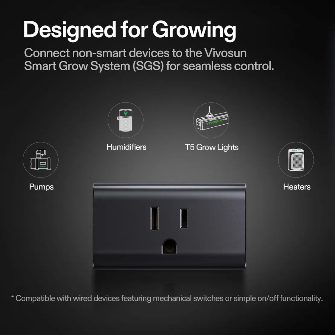 Vivosun GrowHub A10 Controller, Smart Plug, 15A 1800W, Remote Control, Compatible with Vivosun App for Grow Tent