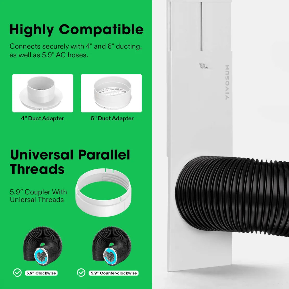 Vivosun Window Duct Kit and Portable AC Window Seal Kit