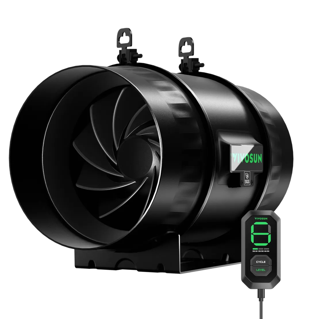 Vivosun AeroZesh T8 Inline Fan 8" with E12 Speed Controller, PWM-Controlled EC Fan for Grow Tent Ventilation