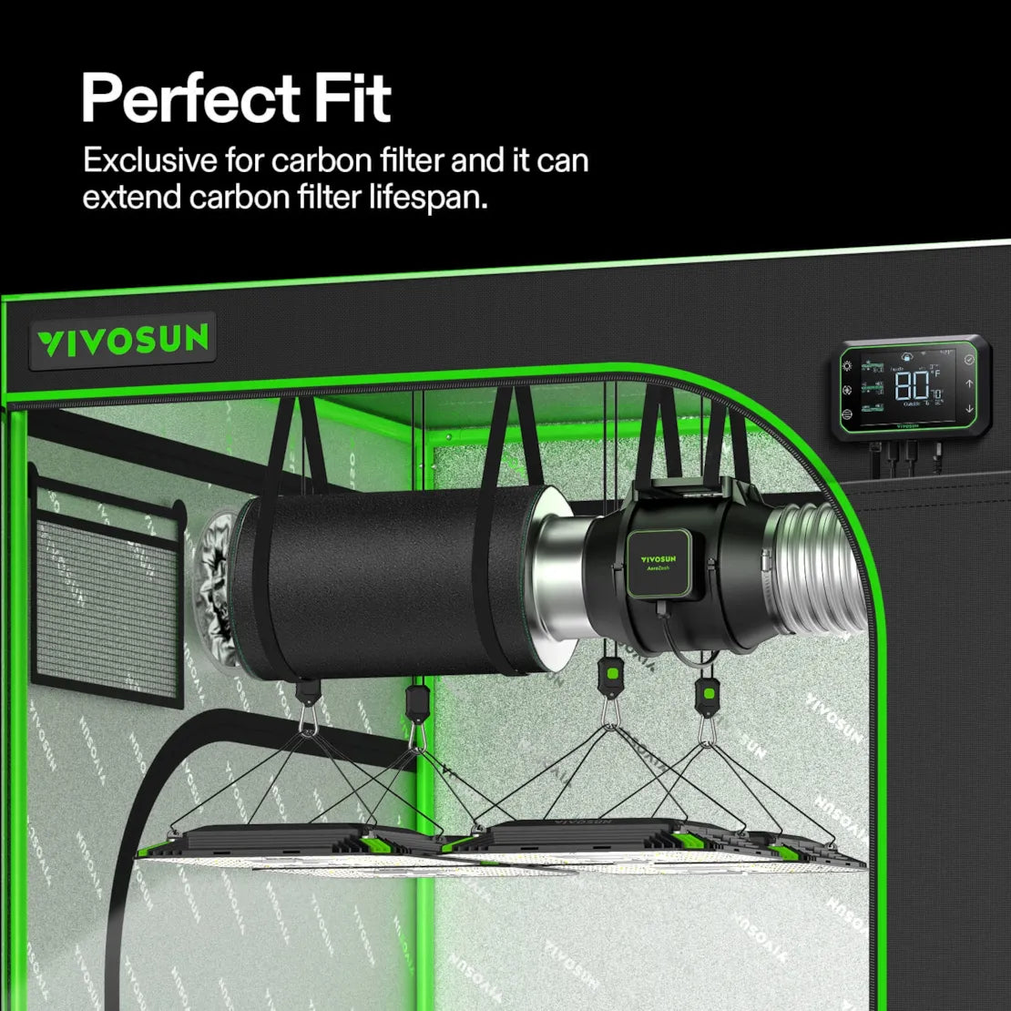 Vivosun 8 Inch Prefilter for 8" Carbon Filter, Black, 2 Pack
