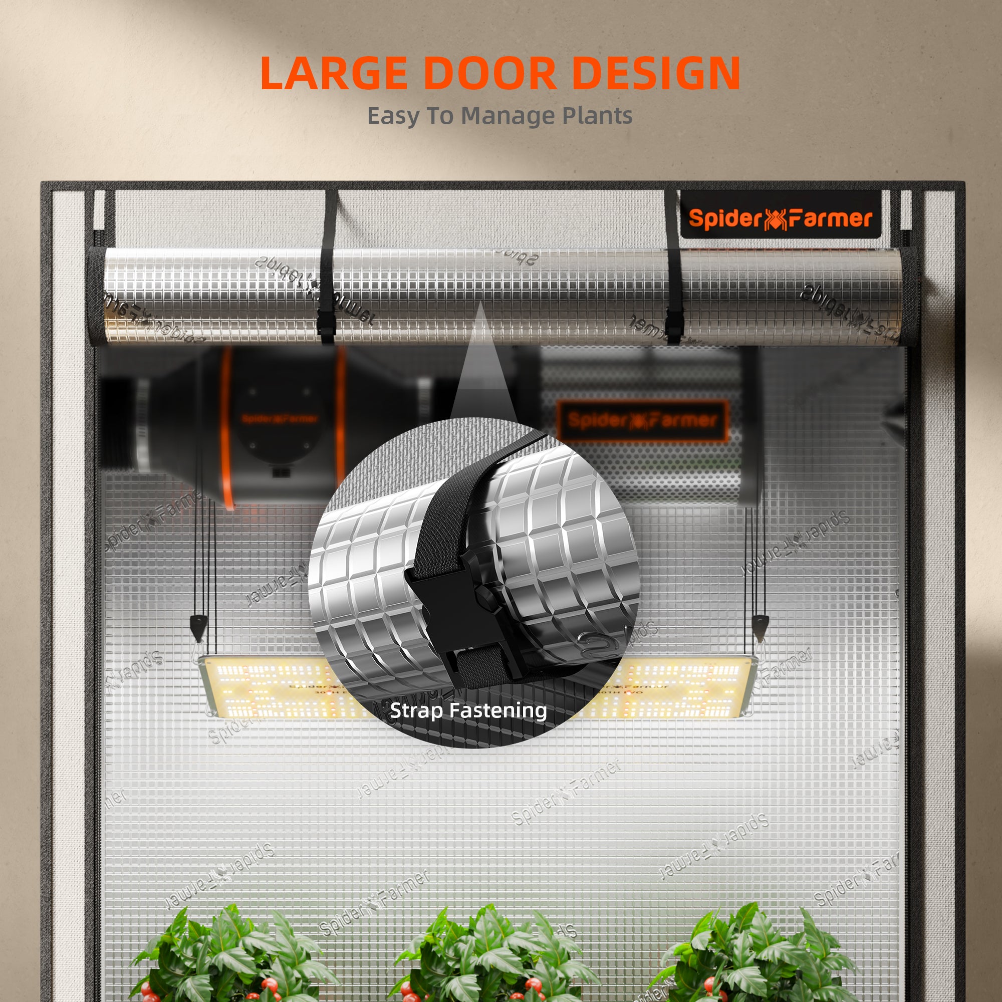 Spider Farmer 4.6’x2.3’x6.5′ 140cm x 70cm x 200cm Pro White Indoor Grow Tent 2000D Oxford Cloth Hydroponics Plant Growing Box