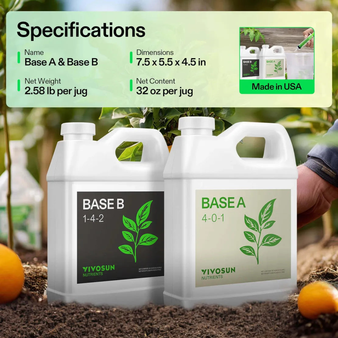 Nutrients Base A & B Bundle, Liquid Fertilizer Supports Vegetative and Flowering Stage