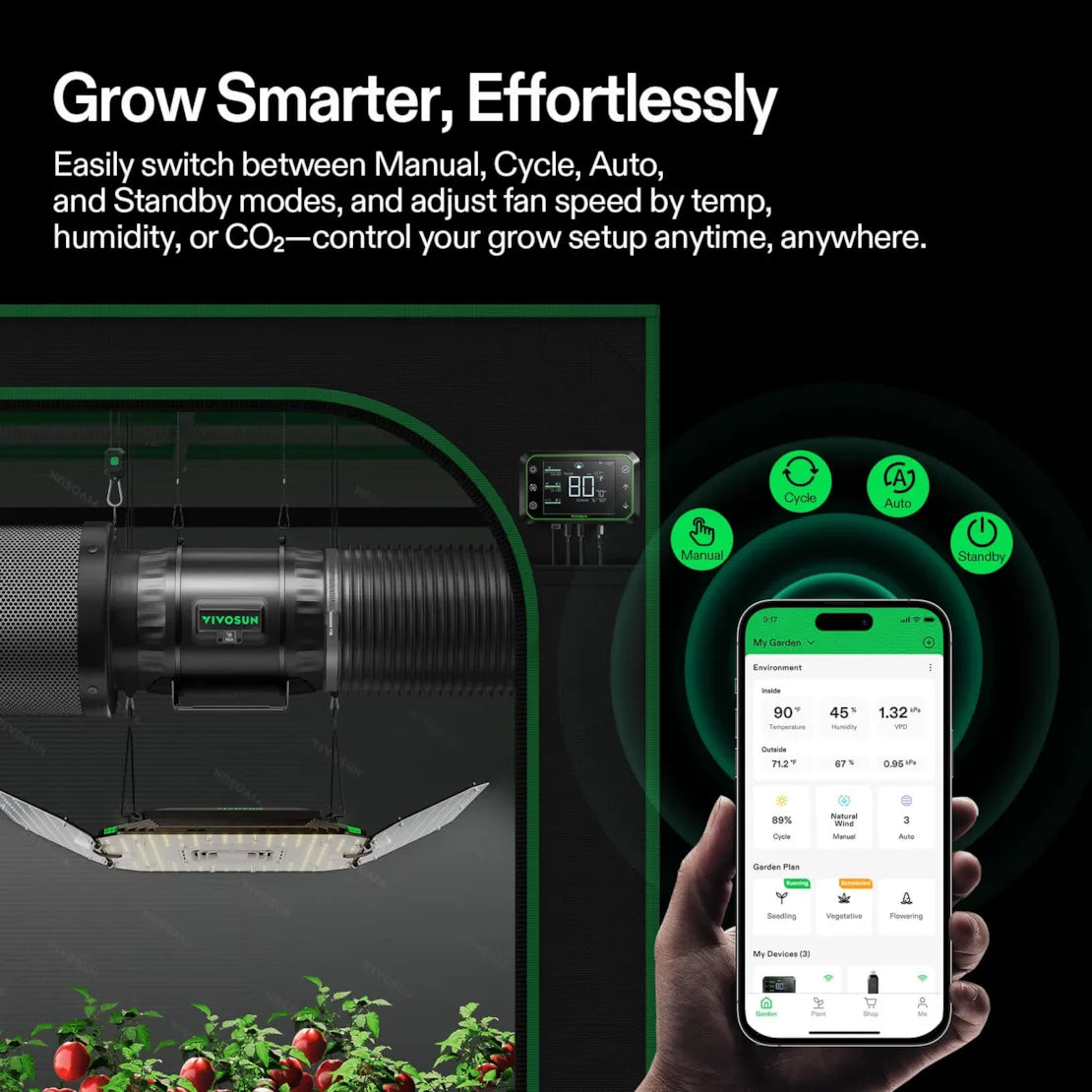 Vivosun AeroZesh T8 Inline Fan 8" with E12 Speed Controller, PWM-Controlled EC Fan for Grow Tent Ventilation