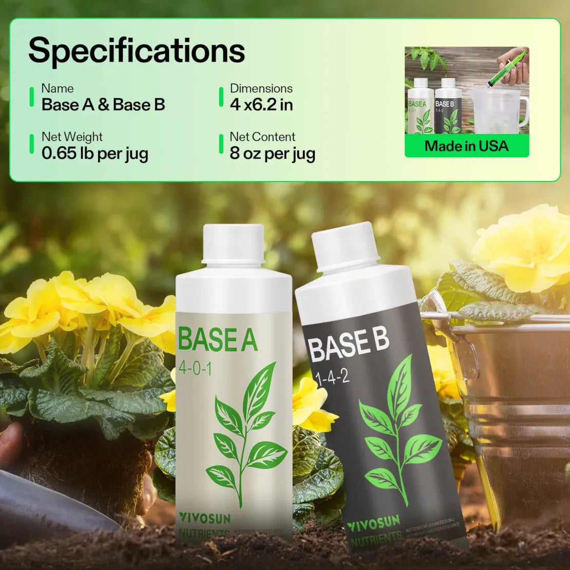 Nutrients Base A & B Bundle, Liquid Fertilizer Supports Vegetative and Flowering Stage