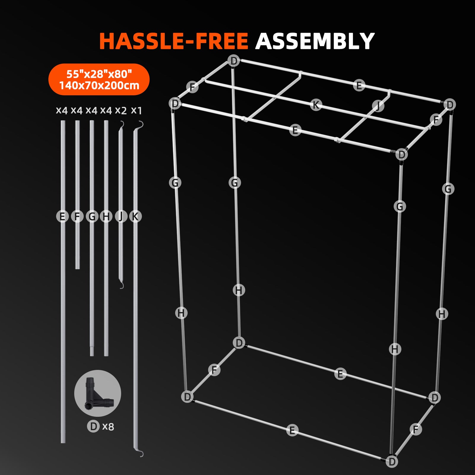 Spider Farmer® 4.6’x2.3’x6.5′ 140cm x 70cm x 200cm Indoor Grow Tent 1680D Hydroponic Plant Room for Optimal Plant Growth & Climate Control
