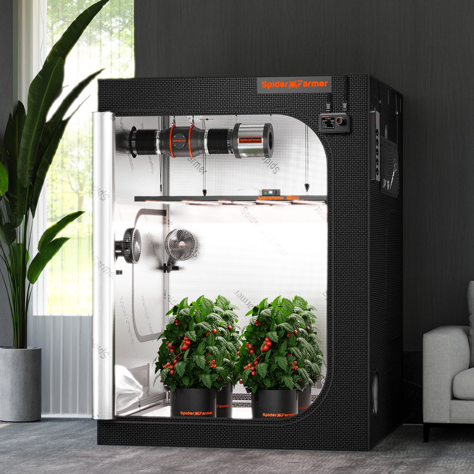 Upgraded Spider Farmer® 5’x5’x6.5′ 150cm x 150cm x 200cm Indoor Grow Tent 1680D Hydroponic Plant Room for Optimal Plant Growth & Climate Control