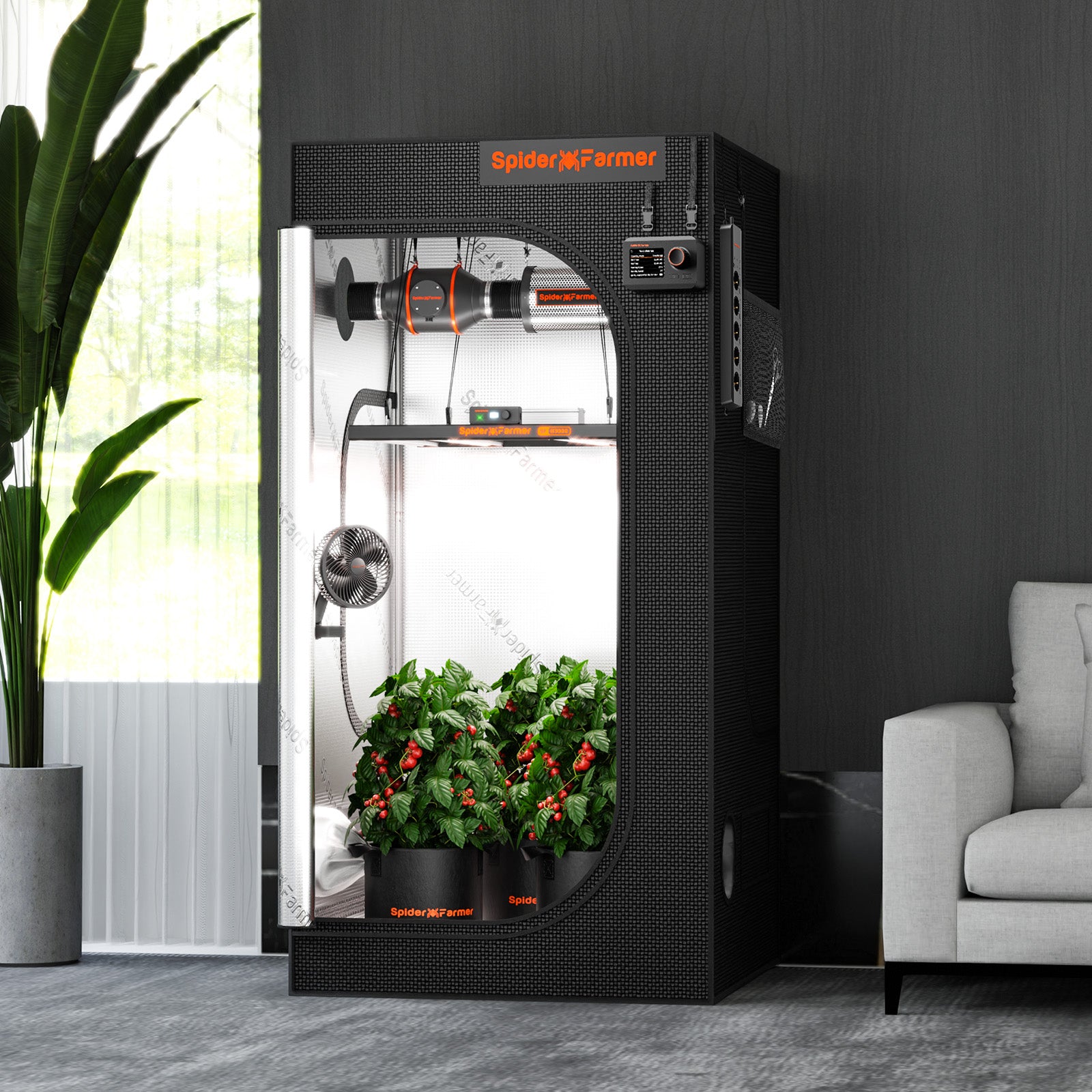 Spider Farmer® 3’x3’x6′ 90cm x 90cm x 180cm Indoor Grow Tent 1680D Hydroponic Plant Room for Optimal Plant Growth & Climate Control
