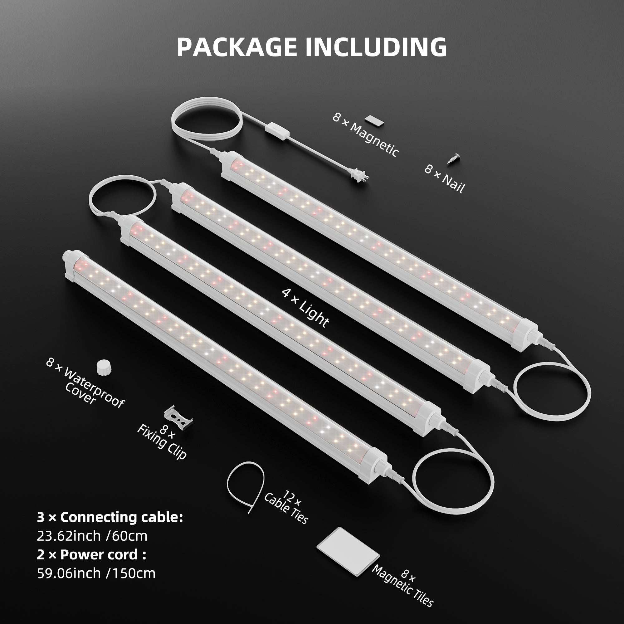 Spider Farmer Dimmable Pro GlowBar 1FT Full Spectrum LED Grow Light Strips for Indoor Plants, IP65 Waterproof, Linkable, Energy-Efficient & Easy Install, Ideal for Plant Stand & Greenhouse (4 Pack)