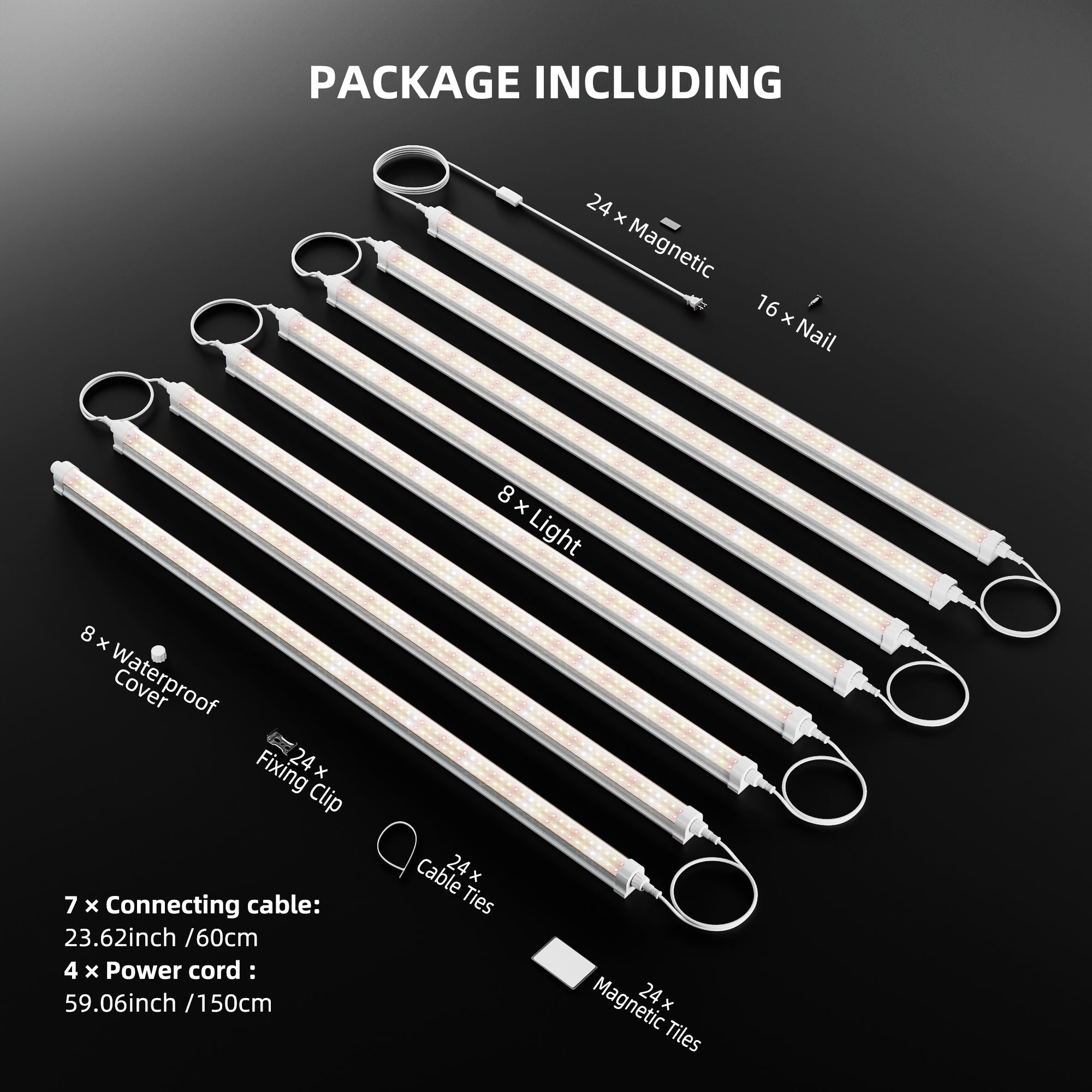 Spider Farmer Pro GlowBar 3FT Full Spectrum LED Grow Light Strips for Indoor Plants, IP65 Waterproof, Linkable, Energy-Efficient & Easy Install, Ideal for Plant Stand & Greenhouse (8 Pack)