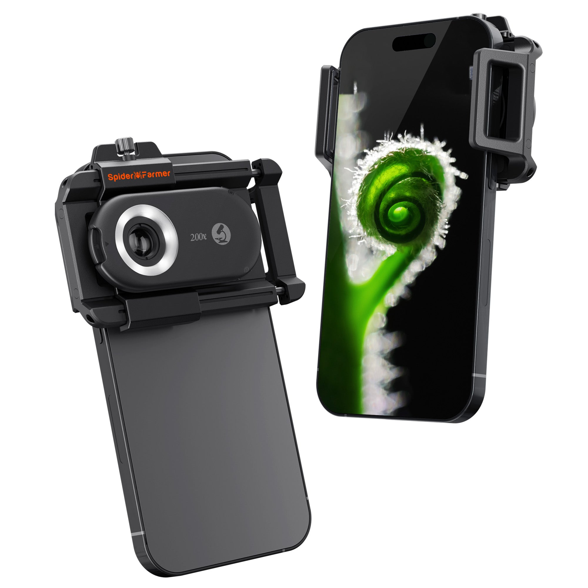 Spider Farmer 200X Microscope Magnifier – SmartPhone Lens with LED & UV, Nano Zoom, CPL, Clip-On for iPhone & Android