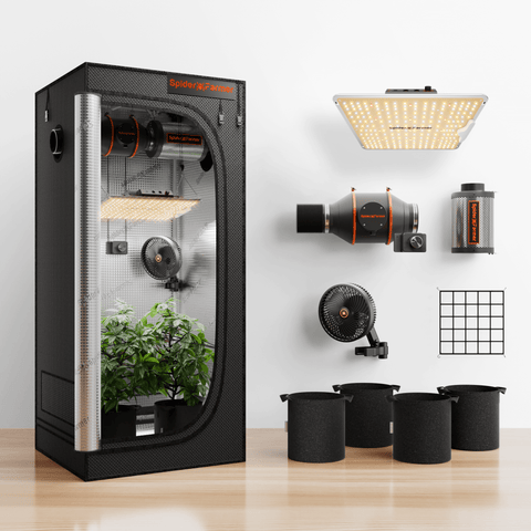 Spider Farmer® 2’x2′ Complete Grow Tent Kit丨SF1000 Full Spectrum LED Grow Light丨4” Ventilation System with Speed Controller With RJ12 port