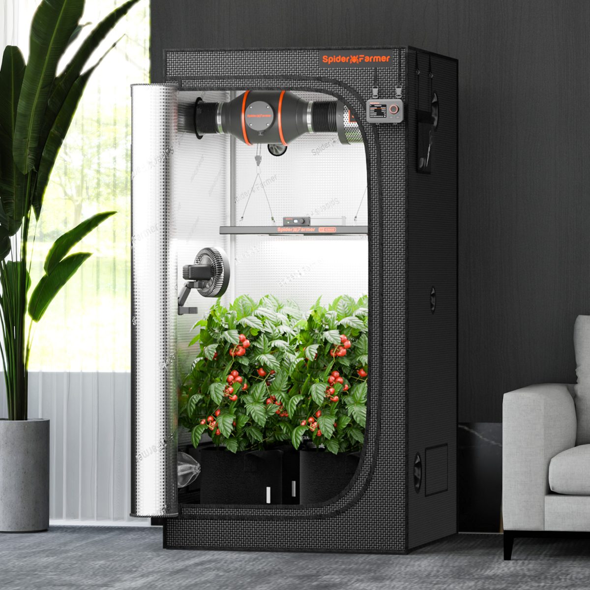 Spider Farmer® 3.2’x3.2’x6.5′ 100cm x 100cm x 200cm Indoor Grow Tent 1680D Hydroponic Plant Room for Optimal Plant Growth & Climate Control