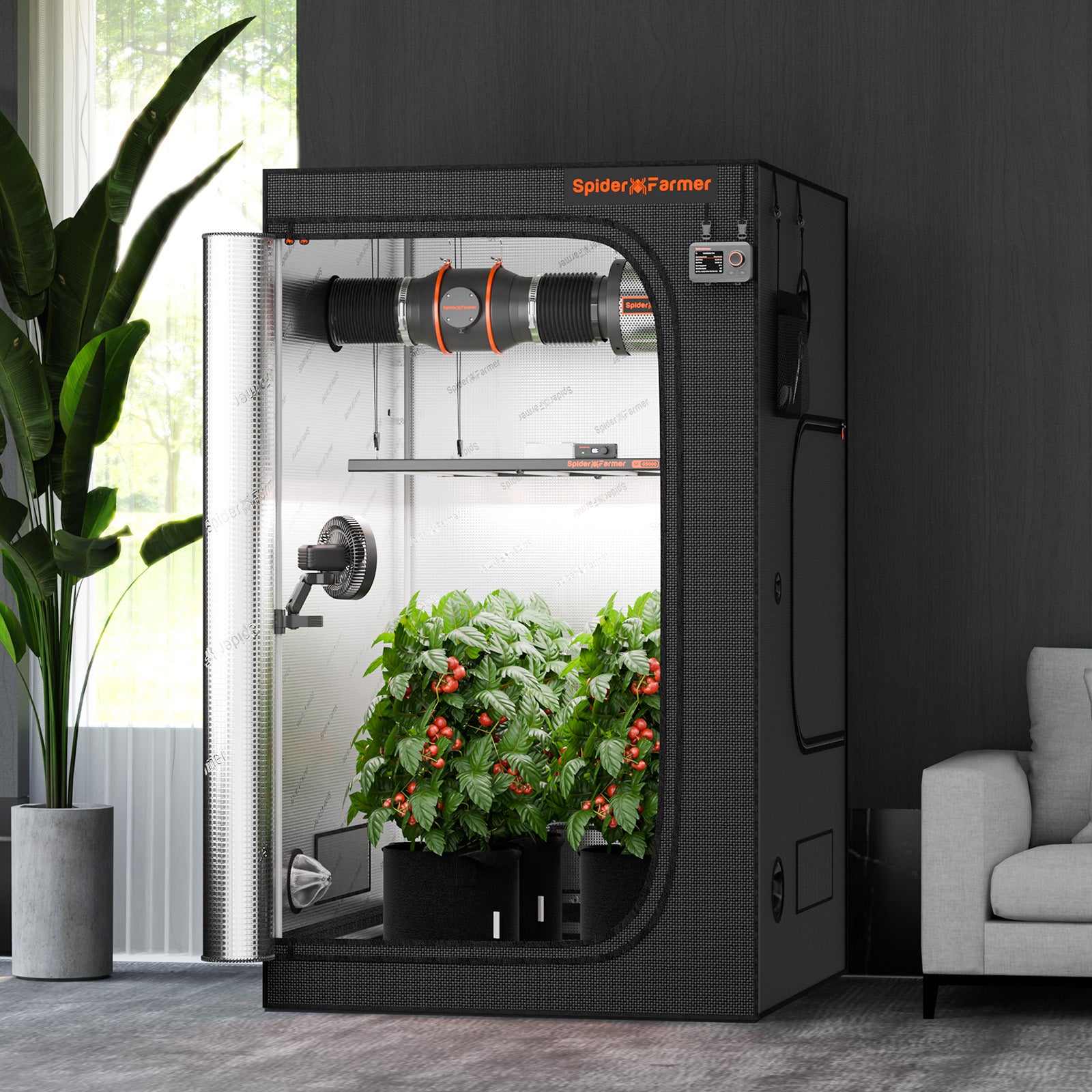 Spider Farmer® 4’x4’x6.5′ 120cm x 120cm x 200cm Indoor Grow Tent 1680D Hydroponic Plant Room for Optimal Plant Growth & Climate Control