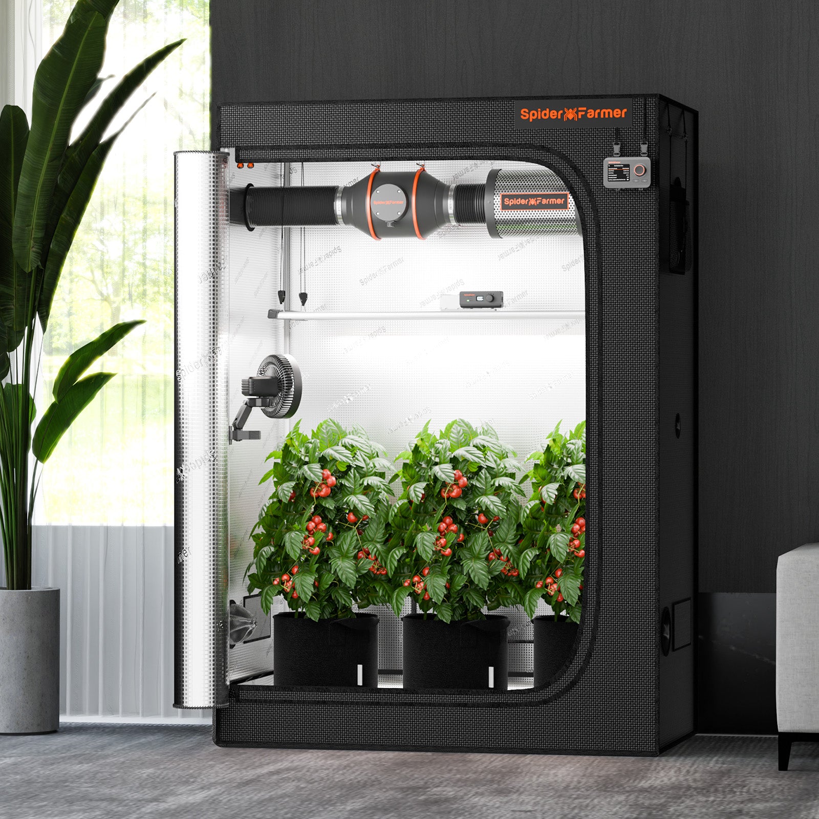 Spider Farmer® 4.6’x2.3’x6.5′ 140cm x 70cm x 200cm Indoor Grow Tent 1680D Hydroponic Plant Room for Optimal Plant Growth & Climate Control