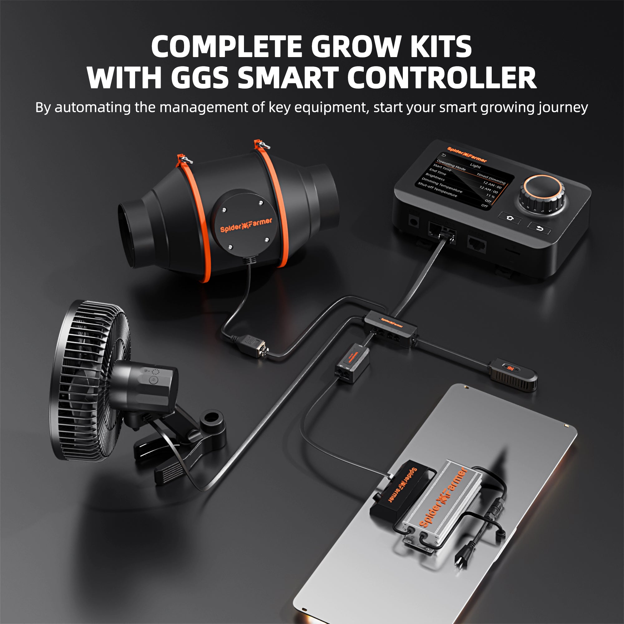 Spider Farmer® 2’x4’ Complete Grow Tent Kit丨SF2000 301H EVO Full Spectrum LED Grow Light丨6” Clip Fan丨4” Ventilation System with GGS Controller