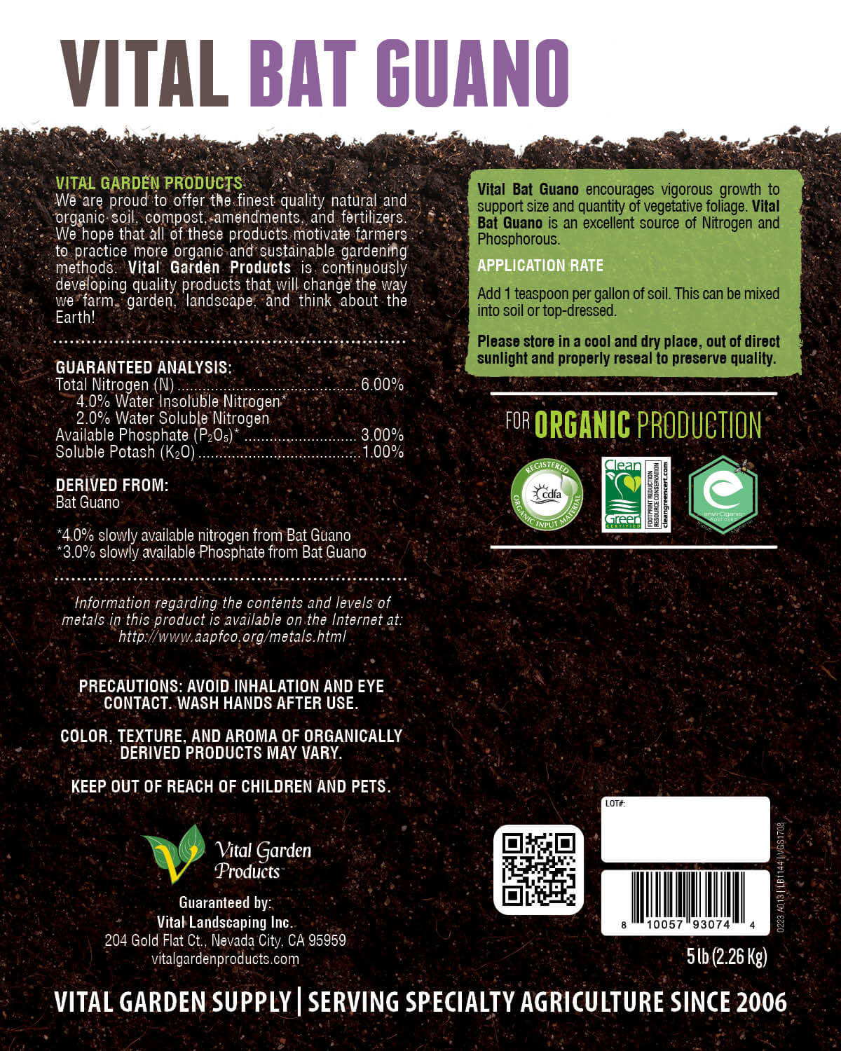 Vital Bat Guano - High-Nitro Fertilizer 6-3-1