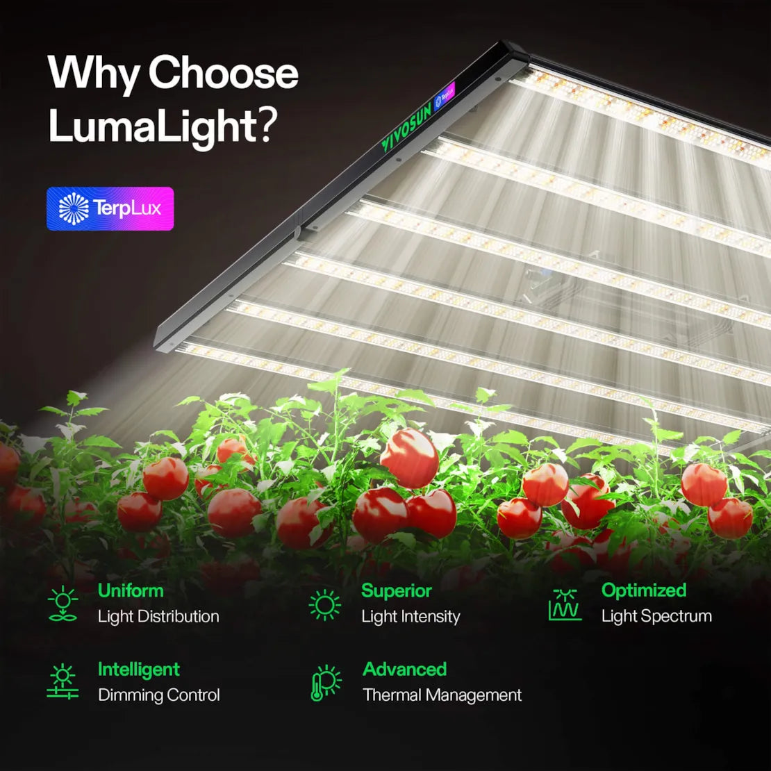 Vivosun LumaLight 750W LED Grow Light, Full Spectrum Indoor Plant Light with Deep Canopy Penetration, 5x5ft Coverage, GrowHub Compatible