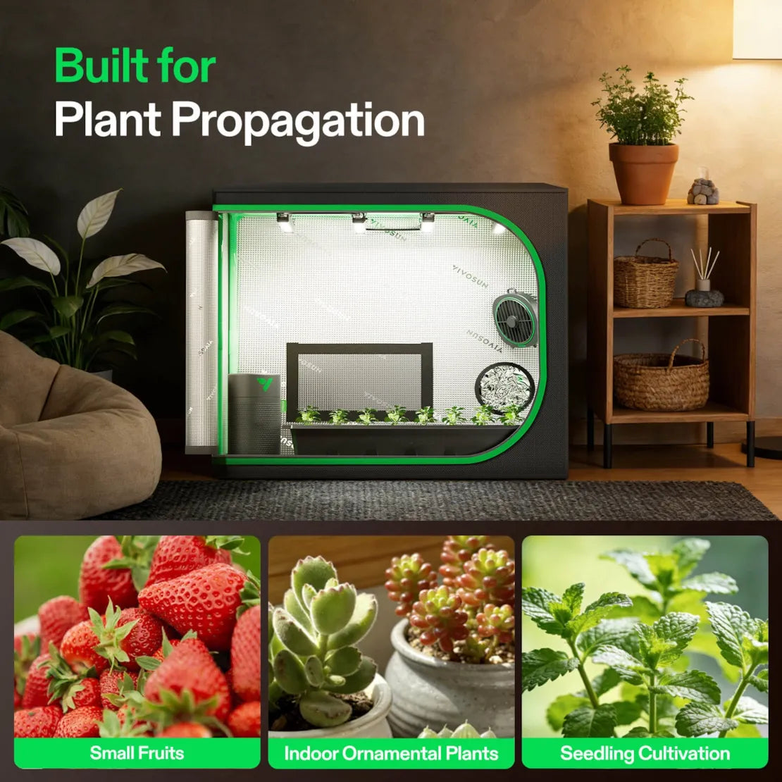 Vivosun Clone Tent Kit with GrowHub A22 Controller, T5 Full-Spectrum Grow Light, Seed Starter Kits, for Indoor Plant Germination, 24" x 16" x 20"