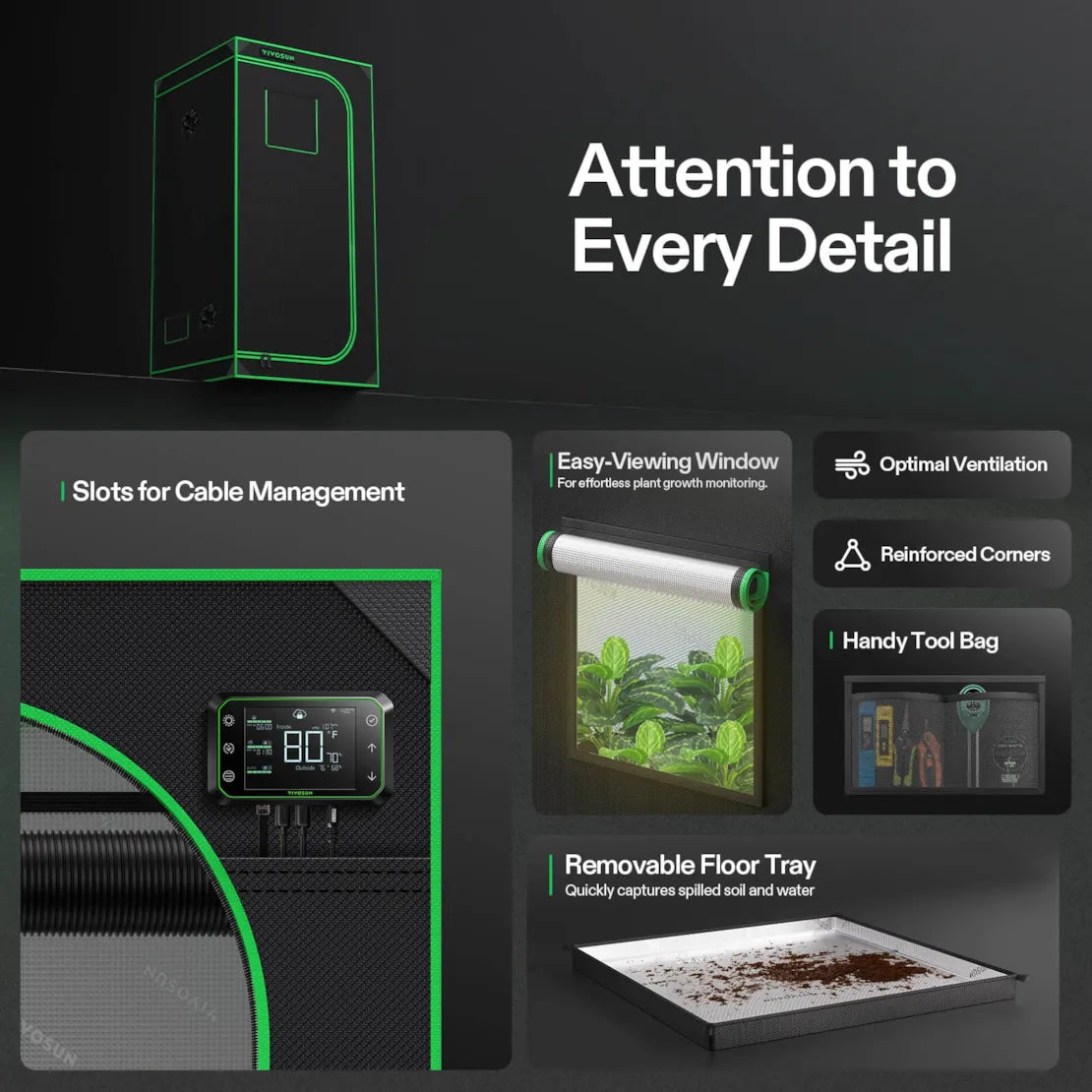Vivosun Grow Tent 3x3 S336, 2-4 Plants Use, 600D Light-proof Oxford