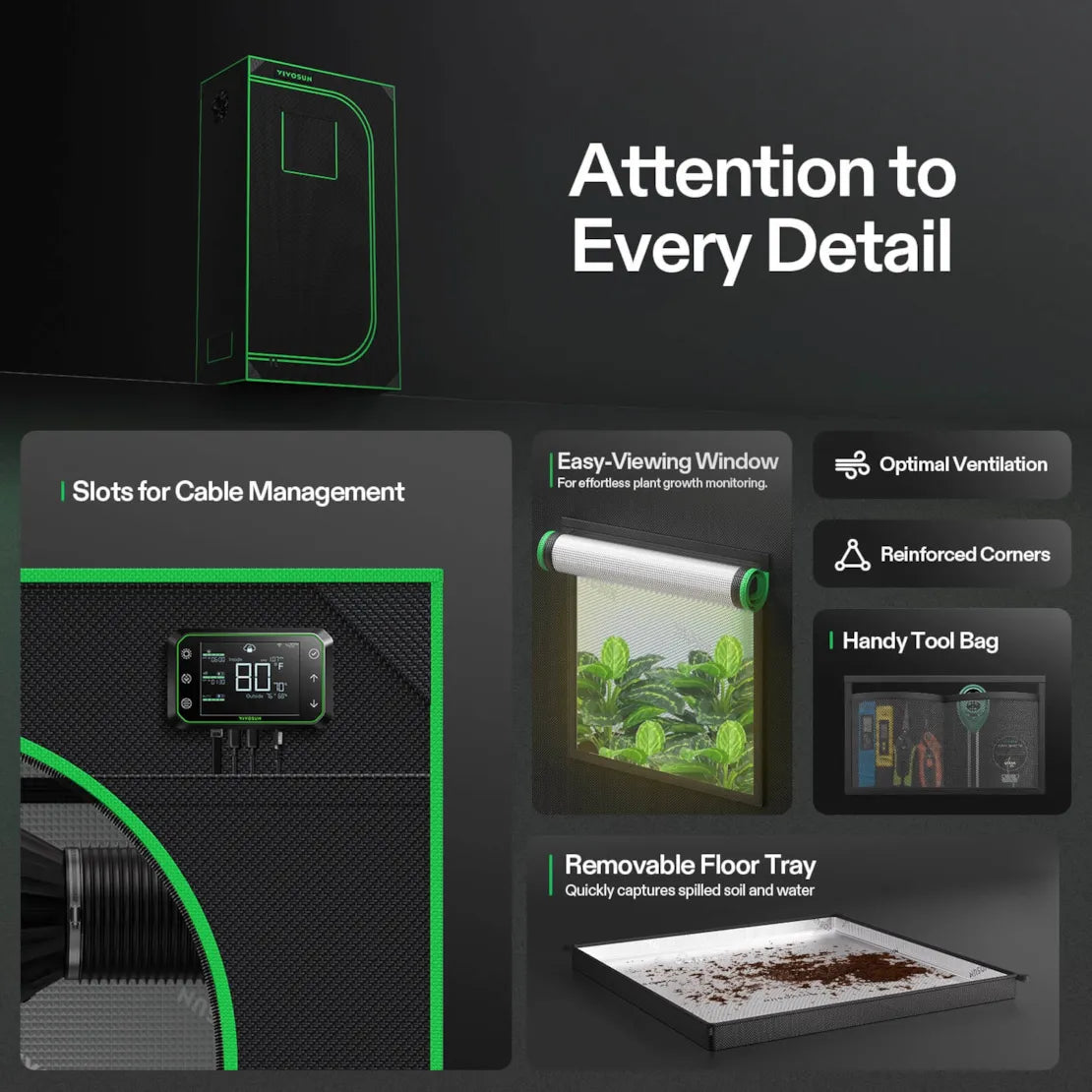 Vivosun Grow Tent 2x3 S326, 1-2 Plants Use, 600D Light-proof Oxford