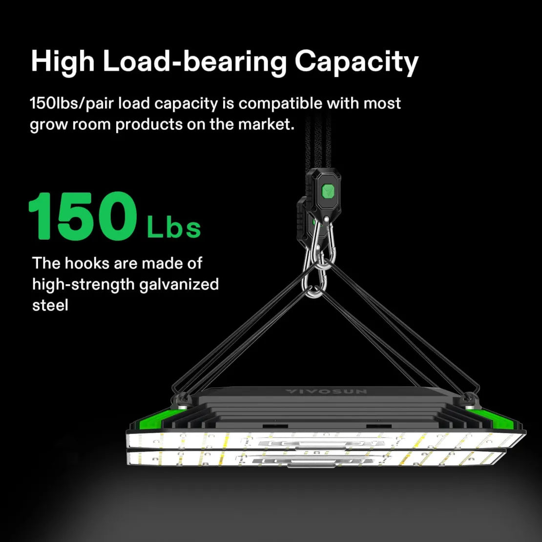 Vivosun LED Grow Light Adjustable Hanger 1/8 Inch, 150 lbs/pair Weight Capacity, 2 Pair