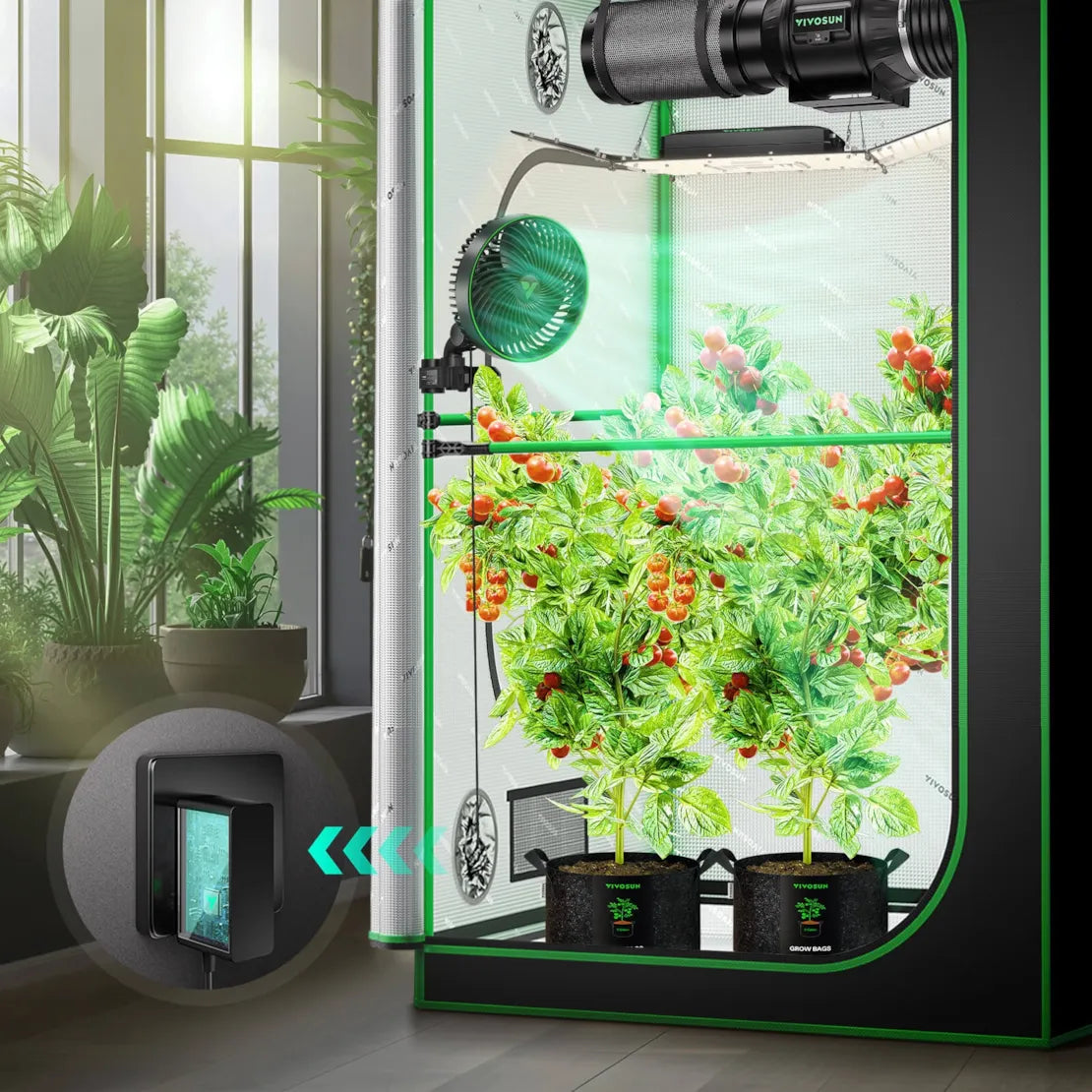 Vivosun 2-Pack AeroWave E6 Gen2, Grow Tent Clip Fan 6", EC Motor, Smart Control, Powerful Oscillating Fan, Black