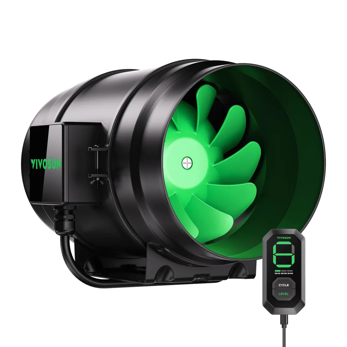 Vivosun AeroZesh G8 Inline Fan 8" with E12 Speed Controller, PWM-Controlled EC Fan for Grow Tent Ventilation