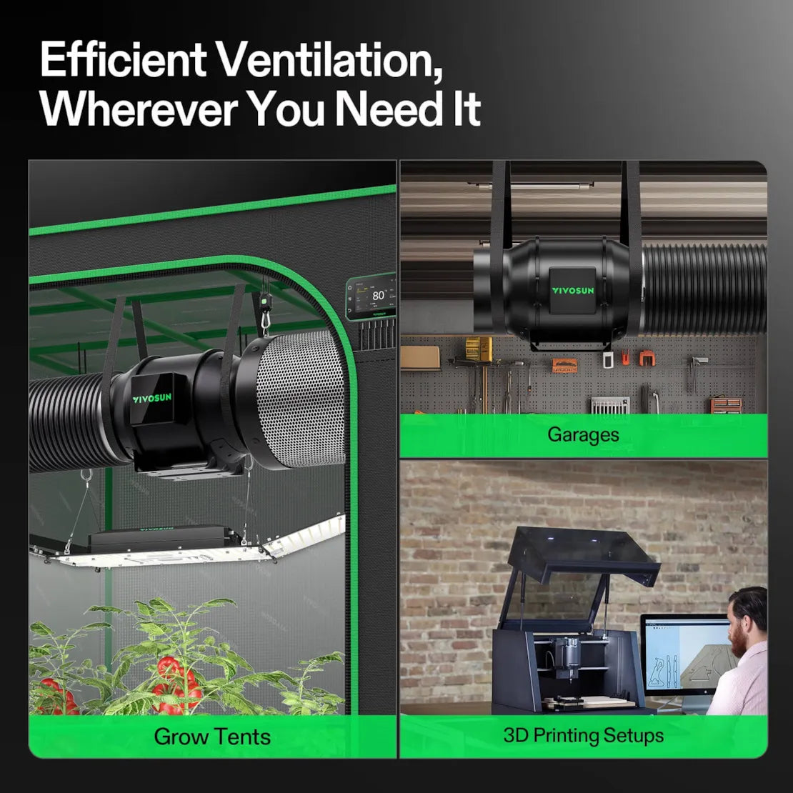 Vivosun Smart Air Filtration PRO G6 Kit 6", AeroZesh G6 Inline Duct Fan w/GrowHub E42A+ Temperature Humidity WiFi-Controller, Carbon Filter & Ducting, Cooling & Ventilation for Grow Tent, Hydroponics