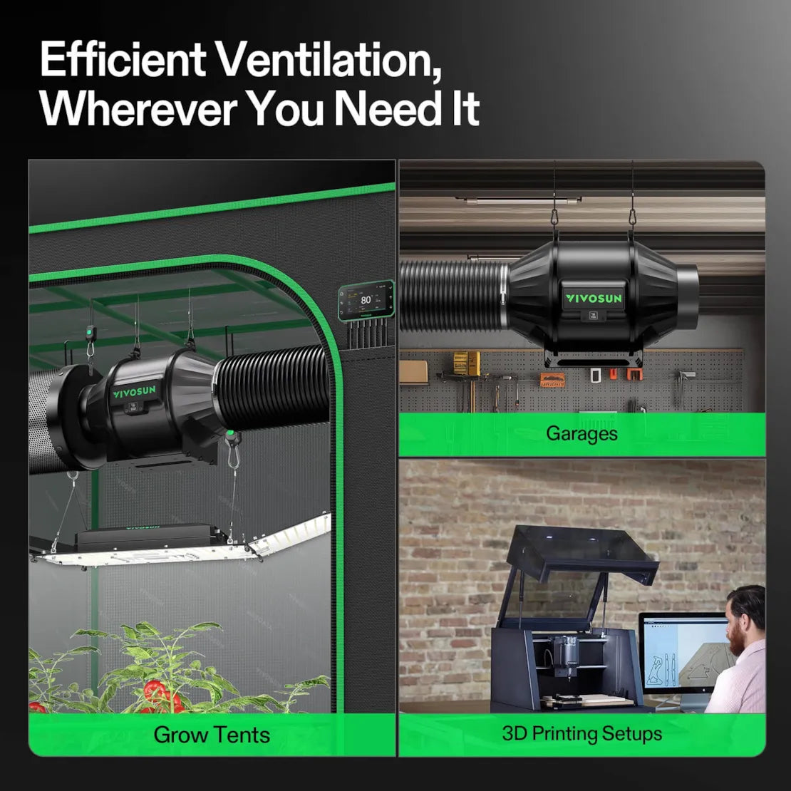 Vivosun Smart Air Filtration PRO Kit 4", AeroZesh T4 Inline Duct Fan with GrowHub E42A+, Temperature Humidity Controller, Carbon Filter & Ducting Ventilation System for Grow Tent, Hydroponics
