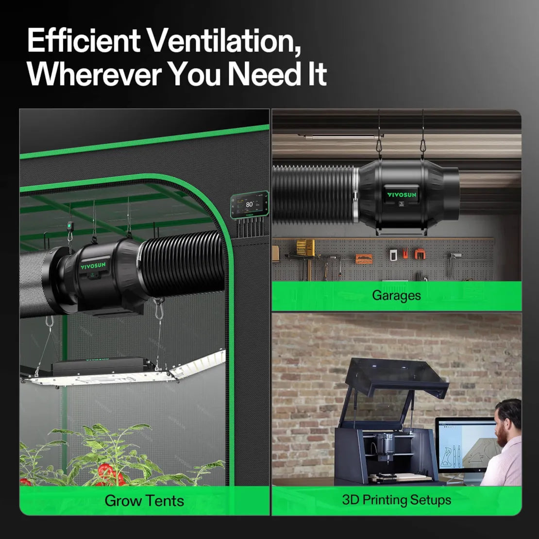 Vivosun Smart Air Filtration PRO Kit 6", AeroZesh T6 Inline Duct Fan with GrowHub E42A+, Temperature Humidity Controller, Carbon Filter & Ducting Ventilation System for Grow Tent, Hydroponics