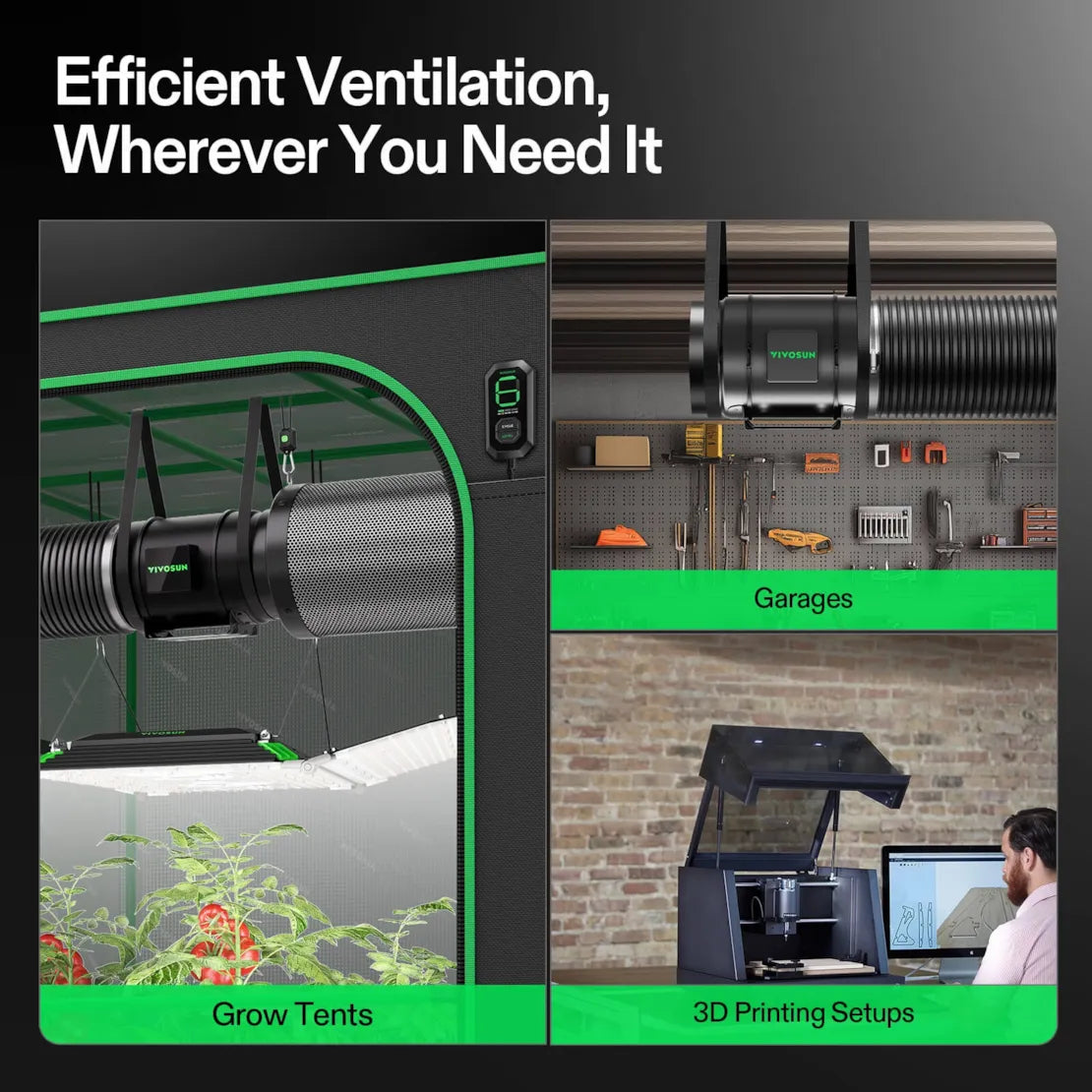 Vivosun Smart Air Filtration Kit 8", AeroZesh G8 Inline Fan with E12 Speed Controller, Carbon Filter & Ducting Combo