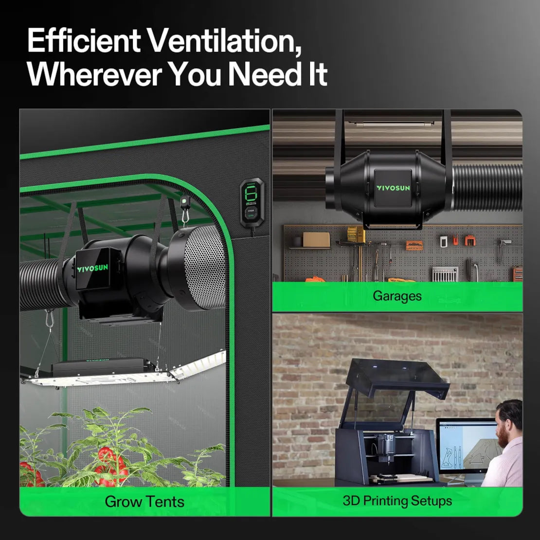 Vivosun Smart Air Filtration Kit 4", AeroZesh G4 Inline Fan with E12 Speed Controller, Carbon Filter & Ducting Combo