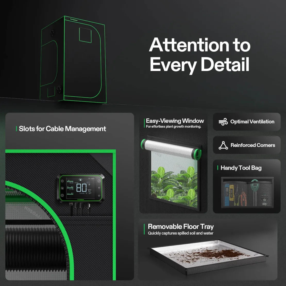 Vivosun Grow Tent 4x4 S448, 4-8 Plants Use, 600D Light-proof Oxford