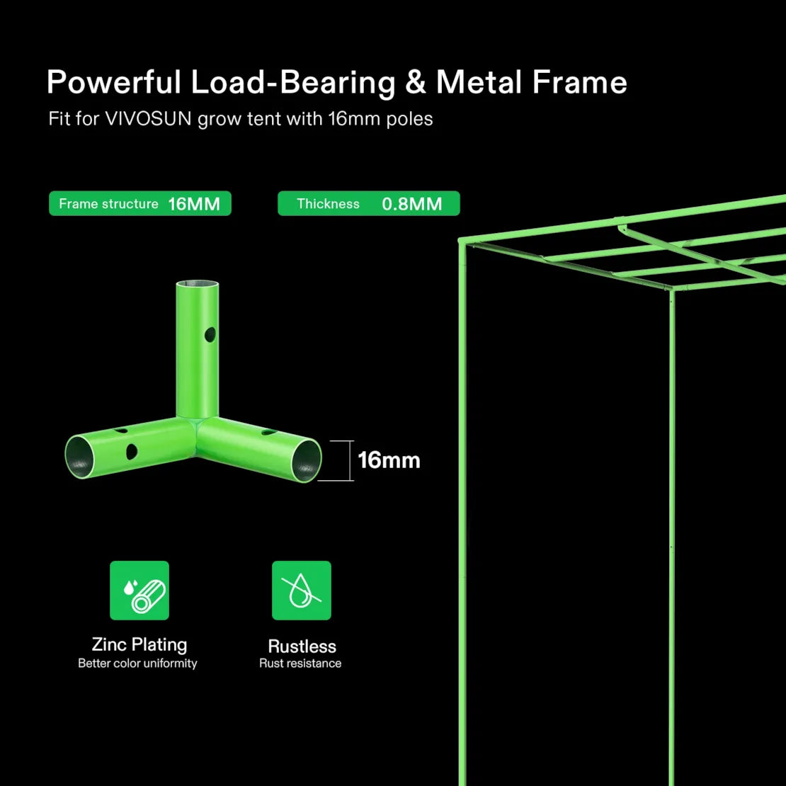 Vivosun 16mm Grow Tent Corner Only for Vivosun Grow Tents, 2 Pieces