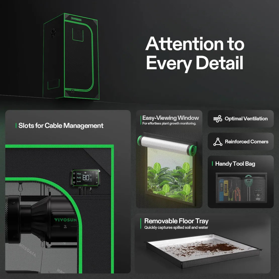 Vivosun Grow Tent 2x2 S224, 1-2 Plants Use, 600D Light-proof Oxford