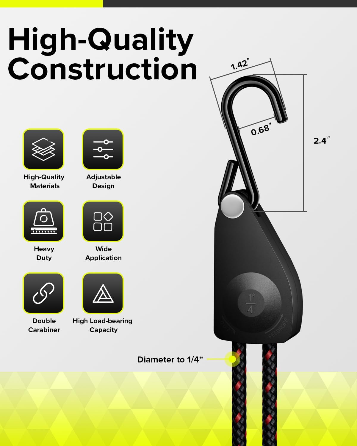Elufah 1/4" Ratchet Tie Down Straps, 4 - Pack & 12FT Adjustable Rope Hangers - Green Thumb Depot