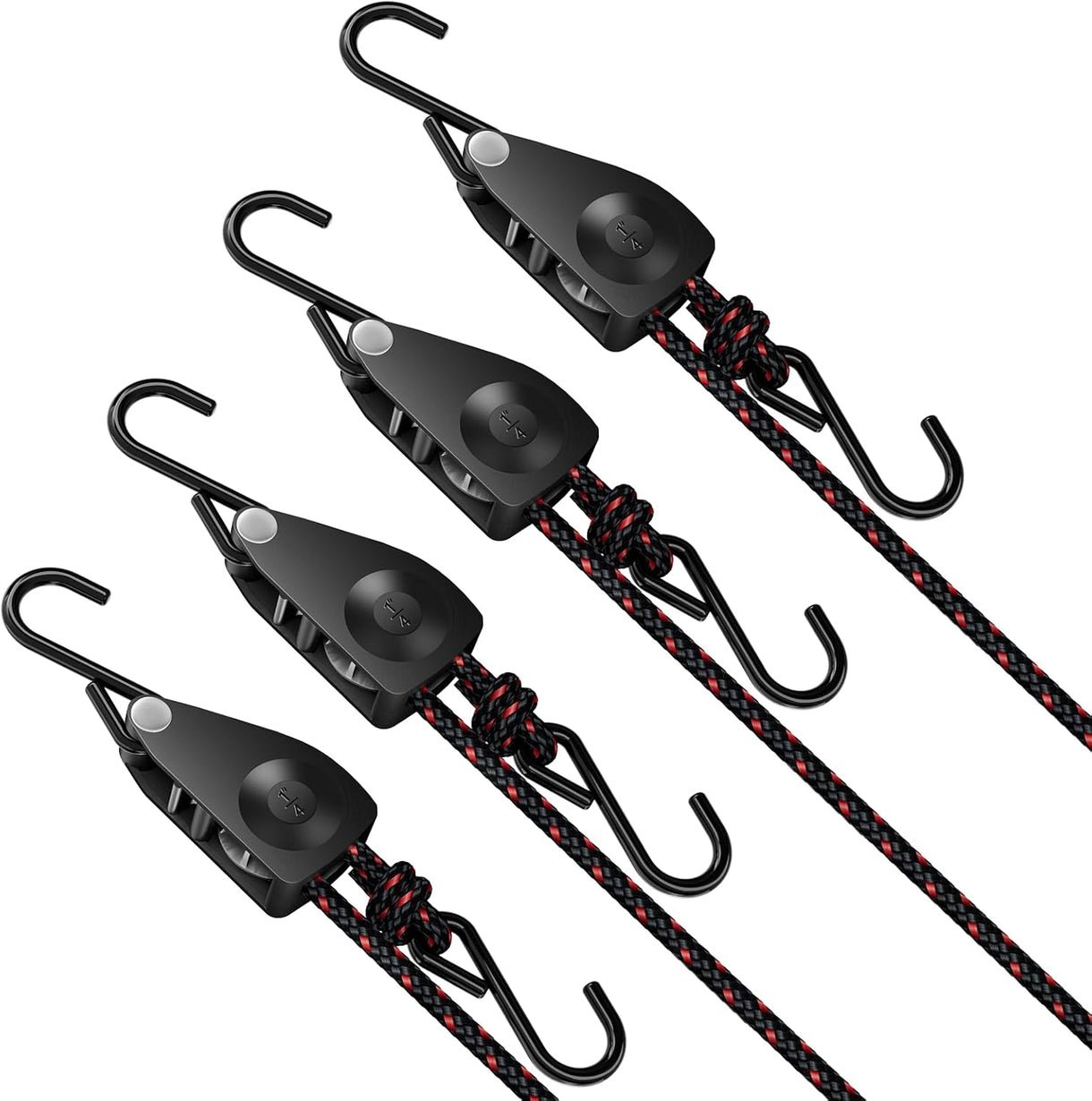 Elufah 1/4" Ratchet Tie Down Straps, 4 - Pack & 12FT Adjustable Rope Hangers - Green Thumb Depot
