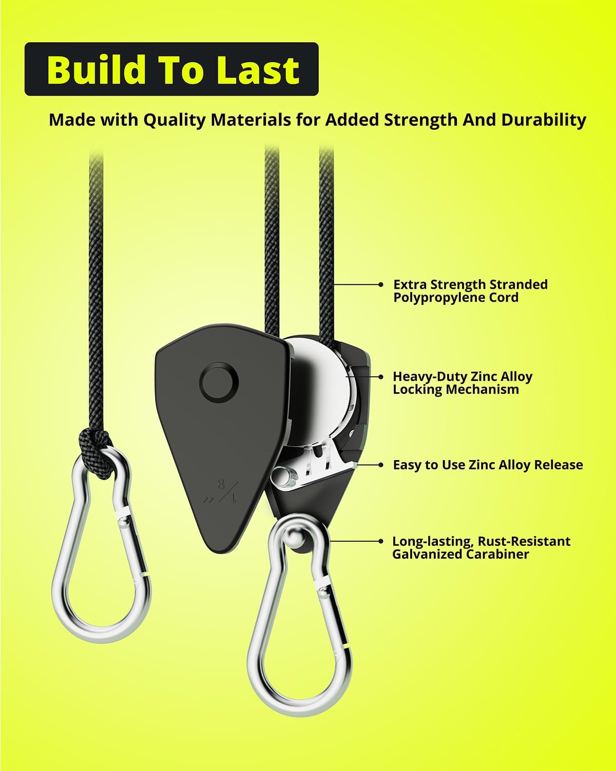 Elufah 4 - Pack 1/8" Tie - Down Ratcheting, 10ft Adjustable Length Rope Hanger - Green Thumb Depot