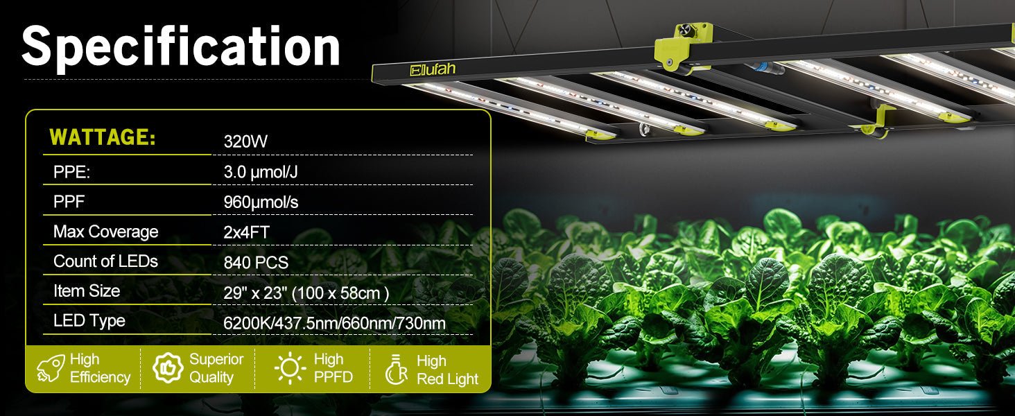 Elufah NHI3200 - 24 320 Watt LED Grow Light 2x4 Commercial - Green Thumb Depot